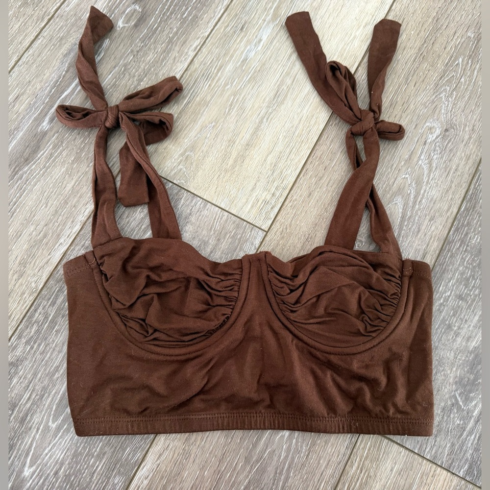Brown Corset Wired Cropped Top